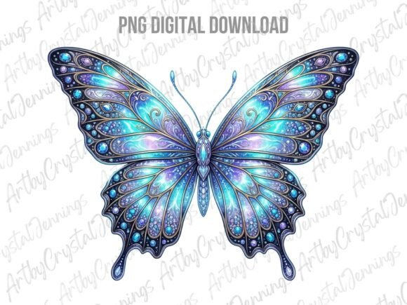 Download Beautiful Jeweled Blue Butterfly PNG - Butterfly png Collection