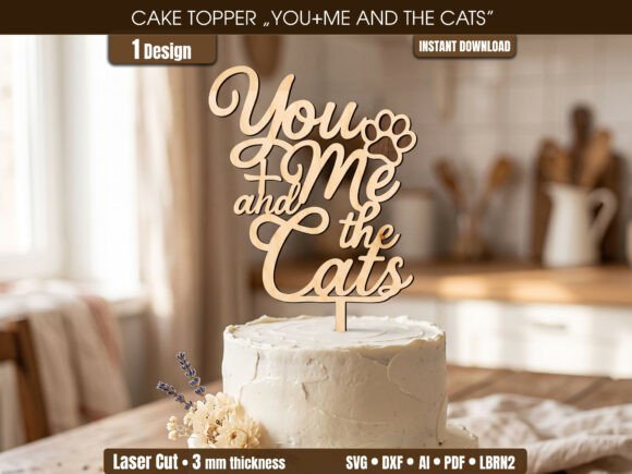 Download You Me &amp; Cats Cake Topper SVG - Premium Resources