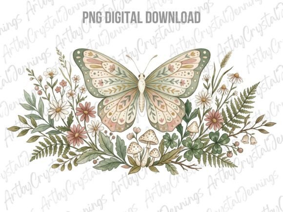 Download Vintage Floral Botanical Butterfly PNG - Butterfly png Collection