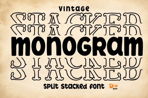 Download Vintage Monogram Stacked - Vintage monogram Collection
