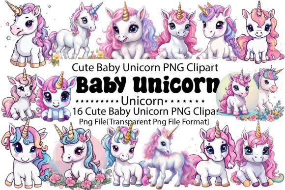 Download Cute Baby Unicorn PNG Bundle - Premium Resources
