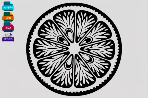 Download Citrus Slice Black and White SVG Cut - Black and white svg Collection