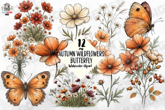 Download Autumn Wildflowers Butterfly PNG - Butterfly png Collection